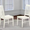 East West Furniture Weston 10 Wood Dining Chairs in Linen White (Set of 2)