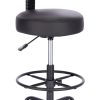 SUPERJARE Drafting Chair with Back, Adjustable Foot Rest Rolling Stool, Multi-Purpose Office Desk Chair, Thick Seat Cushion for Home Bar Kitchen Shop – Black