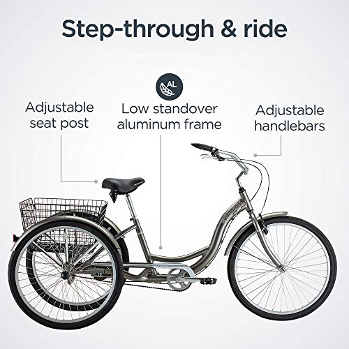 Schwinn Meridian Adult Tricycle with 26-Inch Wheels in Dark Silver - Image 7