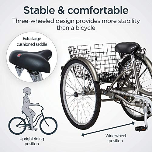 Schwinn Meridian Adult Tricycle with 26-Inch Wheels in Dark Silver - Image 6