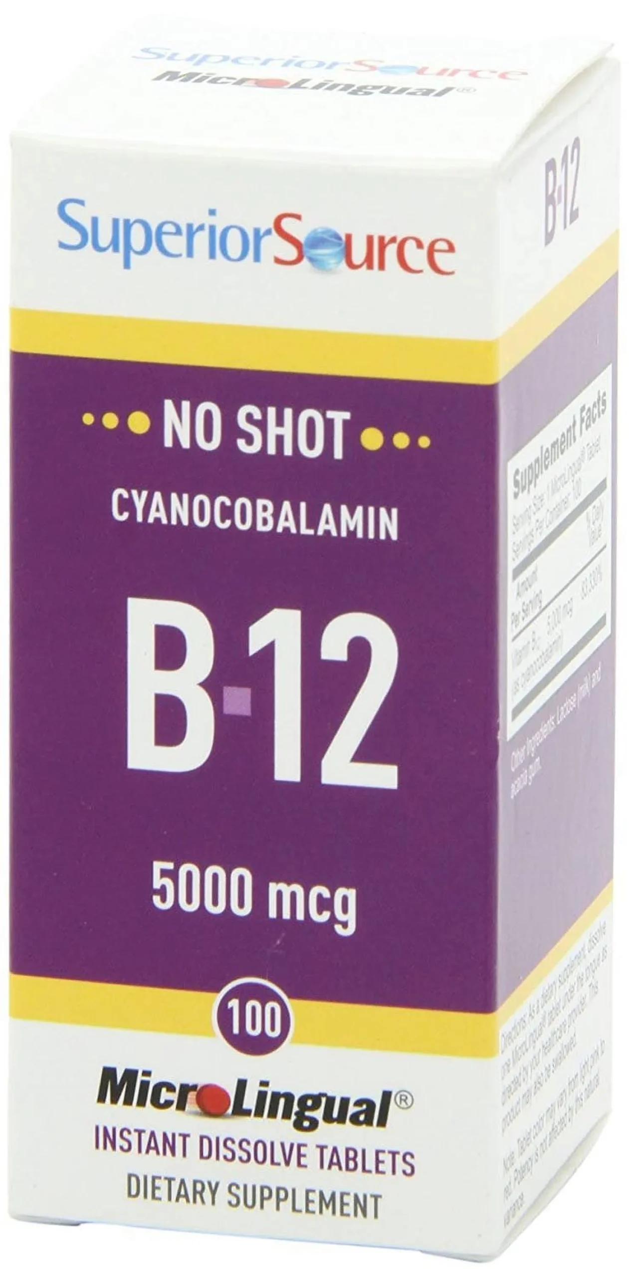 Superior Source No Shot Vitamin B12 Tablets, 5000 mcg, 100 Count - Image 3